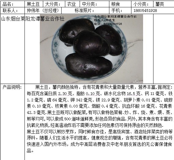 供应富硒黑土豆